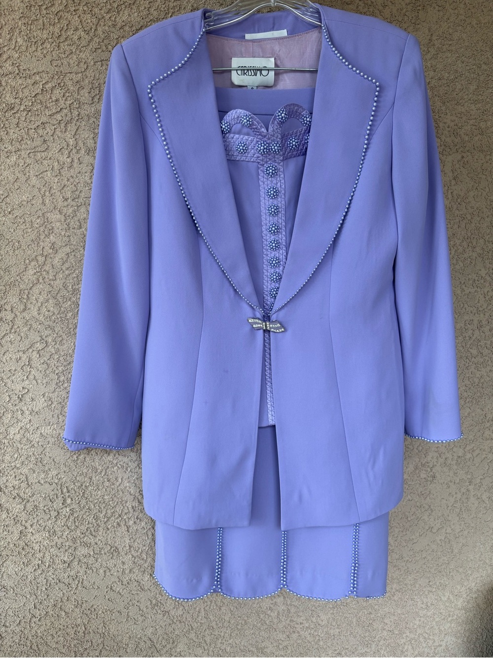 Lavender Women's Dress Suit with Embellished Jacket -